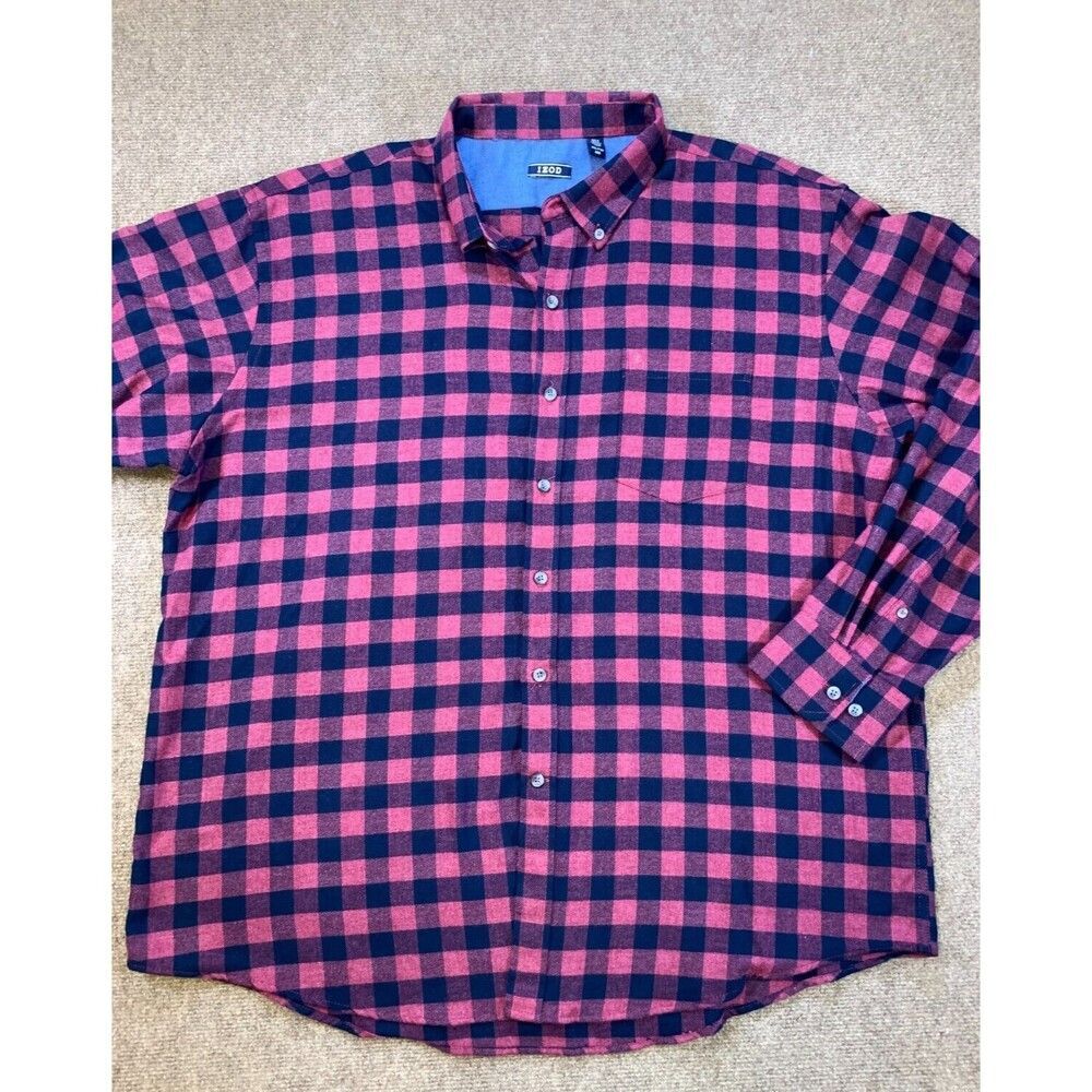 Izod Buffalo Plaid Flannel Shirt Mens XXL Long Sleeve Button Down Soft Cotton‎